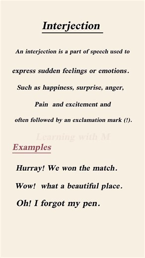interjection with example #partsofspeech #shorts #trending