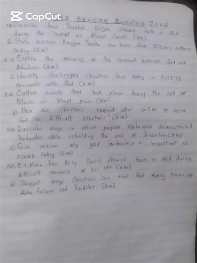 CRE Revision Questions