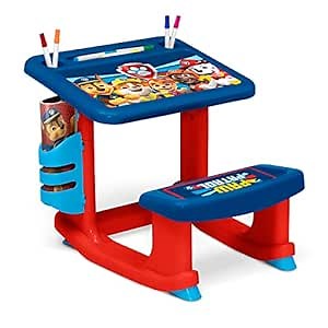 PAW Patrol Draw and Play Desk by Delta Children – Includes 10 Markers and Coloring Book, Blue
