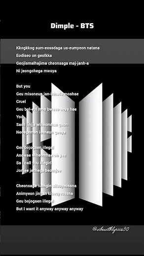 K-pop All time Best Songs 🩵 BTS - Dimple lyrics 🩵 #bts #kpoplyrics #lyrics #lyricvideo