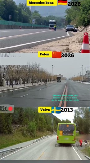 Mercedes 2026 vs Foton 2026 vs Volvo 2013 — Automatic Brake Test ⚠️