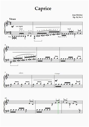 'Caprice' Jean Sibelius Op. 24, No.' 3 #콩쿨악보 #piano#시벨리우스#카프리스
