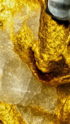 Handerpis Gendut on Instagram: "ASMR gold — extracting gold stuck to chalcedony rock using a chisel."