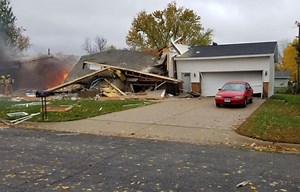 Explosion levels house but man crawls out mostly unharmed