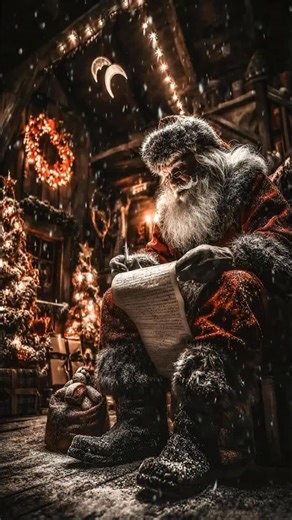 3.7K views · 5.6K reactions | Under the glowing moon and falling snow, Santa sat quietly in the forest, carefully finishing the final names on his list. The lantern beside him flickered warmly, casting soft light over the presents waiting patiently in the snow. With a satisfied smile, he rolled up the scroll knowing that in just moments, the magic of Christmas night would begin. | Halloween Vibes | Facebook