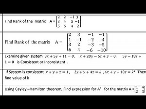 Linear algebra questions and answers