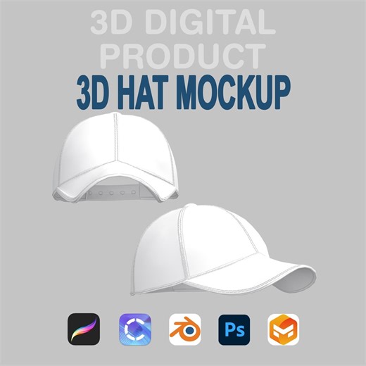 3D Hat Mockup for Procreate & Blender Clo3d– Customizable Baseball Cap Mock-up | Digital Download - Etsy