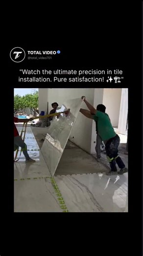 TOTAL VIDEO on Instagram: "The video captures a team of professionals meticulously installing a massive marble slab using specialized suction tools and straps. The crew works in perfect harmony to lower the fragile, high-value tile onto a precisely leveled adhesive bed. Source & Context Shared by @ NoContextHumans via Arcfunmi on February 2, 2026, this clip has viral momentum with over 1.9 million views. It highlights the intense concentration required for high-end interior finishing. Audience S