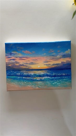 A peaceful sunset by the ocean ✨ #art #artist #artwork #youtubeshorts #painting