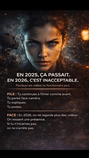 En 2026, l’algorithme a changé. Et toi aussi, tu dois changer. Avant : poster tous les jours, faire du court, “remplir”. Aujourd’hui : qualité présence intention = mon métier d'ex comédienne/réalisateur Ce n’est plus “faire une vidéo”. C’est entrer en scène. ✅ Un hook juste (pas un gimmick) : comme au cinéma, si l’entrée n’est pas juste… on scrolle. ✅ Une voix claire : si on ne t’entend pas, on ne t’écoute pas. ✅ Un sourire vrai : pas pour plaire, pour ouvrir la connexion. ✅ Une intériorité trav