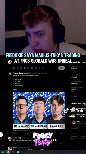 Fredoxie Says Marius Trios Trading At FNCS Globals Was Unreal‼️😮‍💨😳 #fortnite #pudgyparty #fncs #fredoxie #fyp
