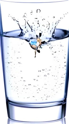 Animated Diver Erratic Swimming in a Glass of Water #animation