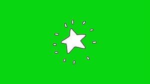 Star looping white cartoon, flat, , doodles style stars blinking, glitter on alpha channel with green screen background.