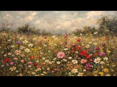 Vibrant Wildflower Meadow | 4K Oil Painting Art | Impressionist Floral TV Background