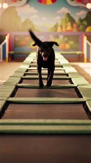 Bouncy Trampoline ASMR with Happy Labrador 🐾 #ai #asmr #dog
