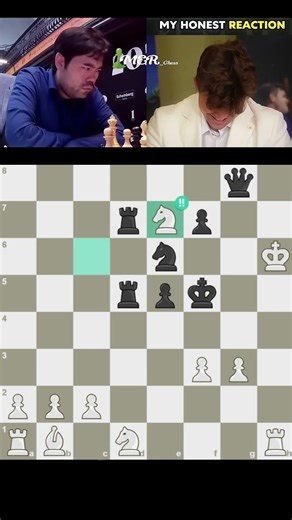 What a beautiful Knight Sacrifice!🔥😮 #chess #magnuscarlsen #hikaru