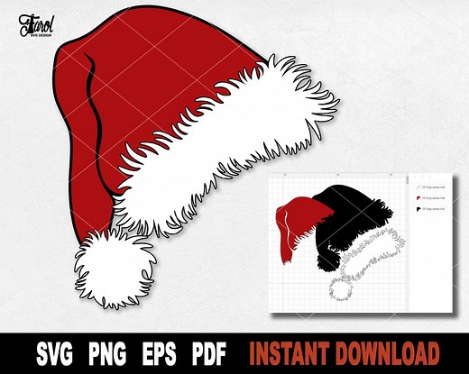 Santa Hat SVG: Christmas Clipart, Cricut & Silhouette Files (digital Download) - Etsy