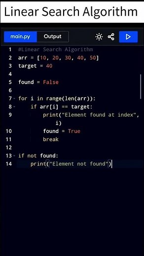Linear Search Algorithm 🔥| Linear Search | Python Online Compiler #shortvideo #coding #python