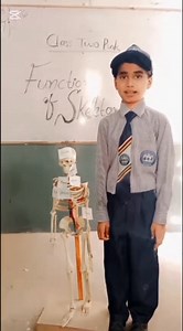 Functions of a skeleton explained by the students of class 2. CGHSS believes in practical teaching and our brilliant teachers ensure the resources are effectively used. Hats off to the confident and sweet students of the school. | The City Grammar H/S School Shahdadpur