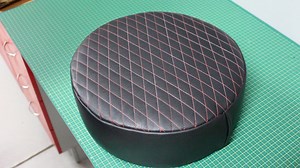 Leather Bar Stool Seat Cover With Diamond Stitching Pattern