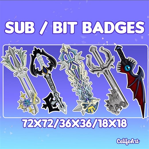 Twitch Sub Badges/ Emblems Emblem Twitch/ Twitch Emotes Subscriber Badges Keyblade 1 PACK 5 - Etsy