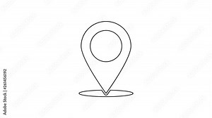 Grey Map pin line icon on white background. Pointer symbol. Location sign. Navigation map, gps, direction, place, compass, contact, search concept. 4K Video motion graphic animation