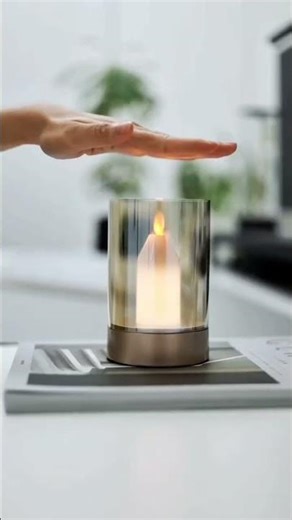 Candle Glass Table Lamp 🕯️ | Motion Sensor Candle Lamp | Rechargeable LED Dinner Lamp. #shorts