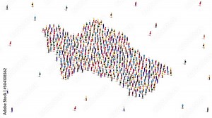 Turkmenistan Map A large group of people form to create a Turkmenistan map. 4K Video Animation.