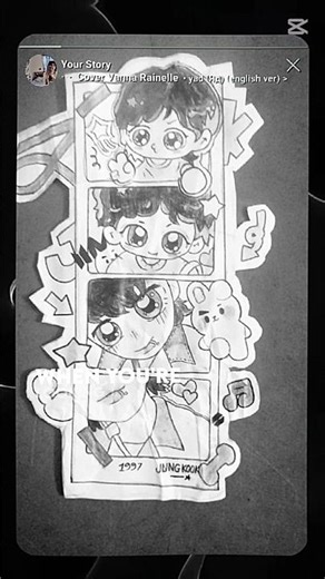 aesthetic Jung kook cute cartoon drawing