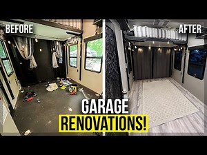 MAJOR Toy Hauler Garage Renovations // Grand Design RV 😳 (Part 1: Prep & Flooring)