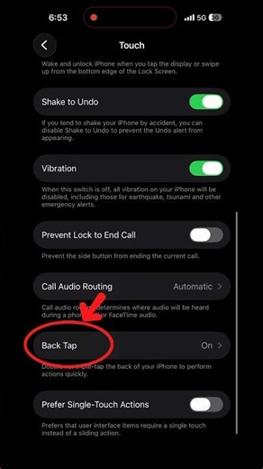 how to enable back tap screenshot in iphone 17 #tech #settings #smartphone