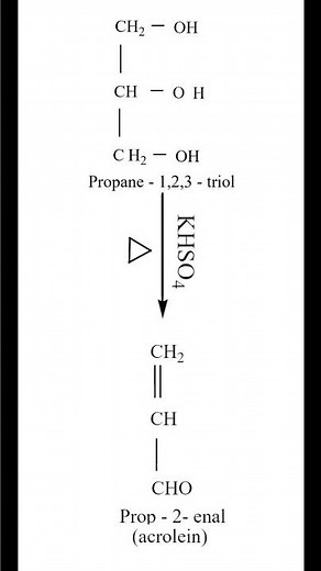 Dehydration of Glycerine to Acroline | Propane - 1,2,3 - triol to Prop - 2- enal | Class 12 |