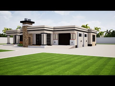 Flat roof house design | 3 Bedroom | 19.2m x 16.1m |Low cost