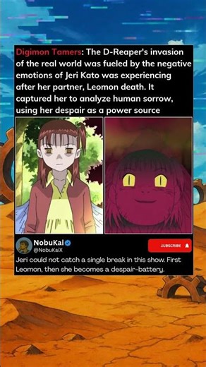 Digimon Tamers The D Reaper's invasion of the real world was fueled by the negative emotions of Jeri