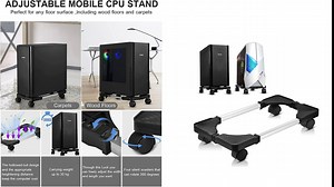 Mobile Computer Tower Stand, IALEGANT PC Stand for Computer Host, CPU Stand with Locking Casters, Removable and Adjustable Mobile PC Stand Carts (Black)