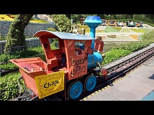 Casey Jr. Circus Train Full Ride at Disneyland, w/Matterhorn, Storybook Canal, Arrendelle Views