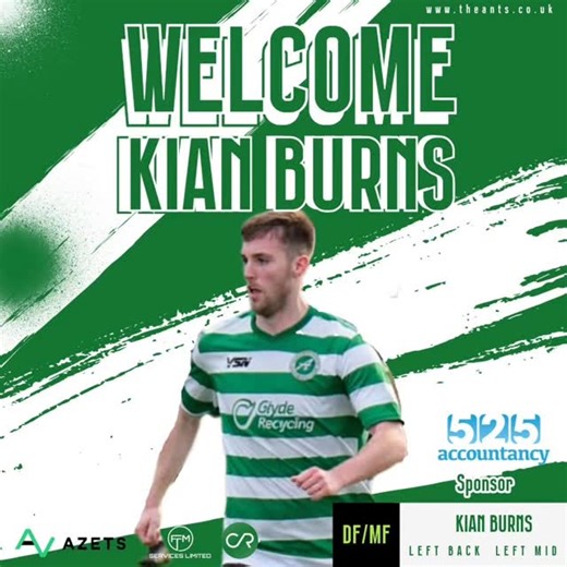 Saint Anthonys FC on Instagram: "The club are delighted to announce the signing of Blantyre Victoria F.C.'s Kian Burns for an undisclosed fee subject to SFA approval. Kian joins back up with Ants manager Paul McDougall who was on the coaching staff when Kian was part of the Beith Juniors FC 2 in a row league winning side. Kian will be sponsored by 525 Accountancy Services Limited Welcome to the Ants Kian"