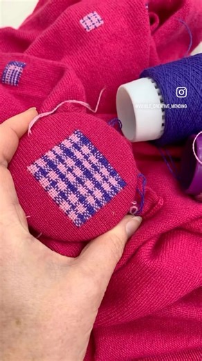Two colour darning patterns! New PDF guide now available! #visiblemending #darning #beforeandafter