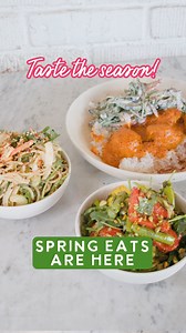 Spring goodness. ALL YOURS! 🫶 🍜 Chilled Sesame Noodles 😋 Grilled Asparagus & White Bean 🍤 Thai Chicken & Shrimp Meatballs | Flower Child