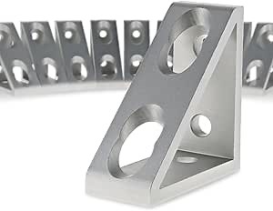 8020, 4136, 10 Series, 4 Hole Aluminum Inside Corner Gusset L Bracket for 80/20 Extruded Aluminum Extrusion Heavy Duty Angle Bracket (Clear Anodize, 10)