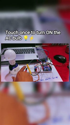 Touch once to turn ON the AC bulb Smart Switch using Touch Sensor 🔥 #Arduino #DIY #Electronics