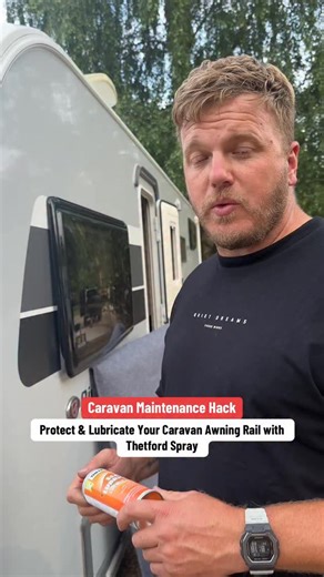 2.7K views · 64 reactions | ✨ Caravan hack you’ll actually use! A quick spray of Thetford Seal Lubricant Spray keeps your awning rail, seals, locks and hinges smooth and protected. No more sticking, rust, or wrestling with the rail ️ A little maintenance goes a long way for stress-free trips ☀️ #CaravanTips #CaravanLife #AwningRail #CaravanMaintenance #Thetford #caravanhacks #caravanning #caravanlifestyle #touringcaravan | TouringwithRiva | Facebook