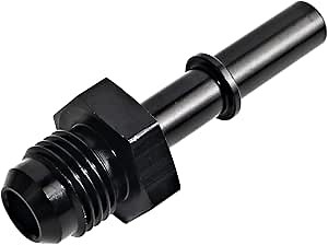 6AN Flare to 5/16 Hose Barb Fittings Adapter Fuel Line - 6AN Male to 5/16 inch Fuel Line Pipe Connector Straight Pipe Adapter Aluminum Anodized Finish Black Connector