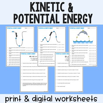 Kinetic & Potential Energy Practice Worksheets