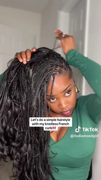 Simple Knotless French Curls Hairstyle Tutorial 🎀