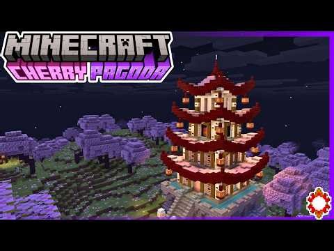 CUTE CHERRY PAGODA! Minecraft How to Build a Cute Cherry Pagoda / Cute Cherry Pagoda Tutorial