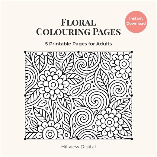 5 Flower Adult Coloring Pages • Floral Printable Coloring Sheets (instant Download) - Etsy