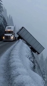 Semi Loses Trailer on Snowy Mountain Road A semi-truck lost control on a snow-covered mountain road yesterday, causing its trailer to detach and slide dangerously down the hillside. Video footage shows the trailer tumbling along the slope while the truck comes to a stop, narrowly avoiding other vehicles. Emergency crews responded quickly to secure the area and assist the driver, who escaped with minor injuries. Authorities closed the road temporarily to remove the trailer and clear debris, warni