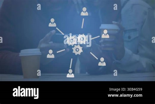Composition of network of digital icons over world map. Global business computer and digital security concept digitally generated video Stock Video Footage - Alamy