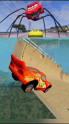 Can Red Lightning McQueen Escape the GIANT Monster Spider Car? 😱